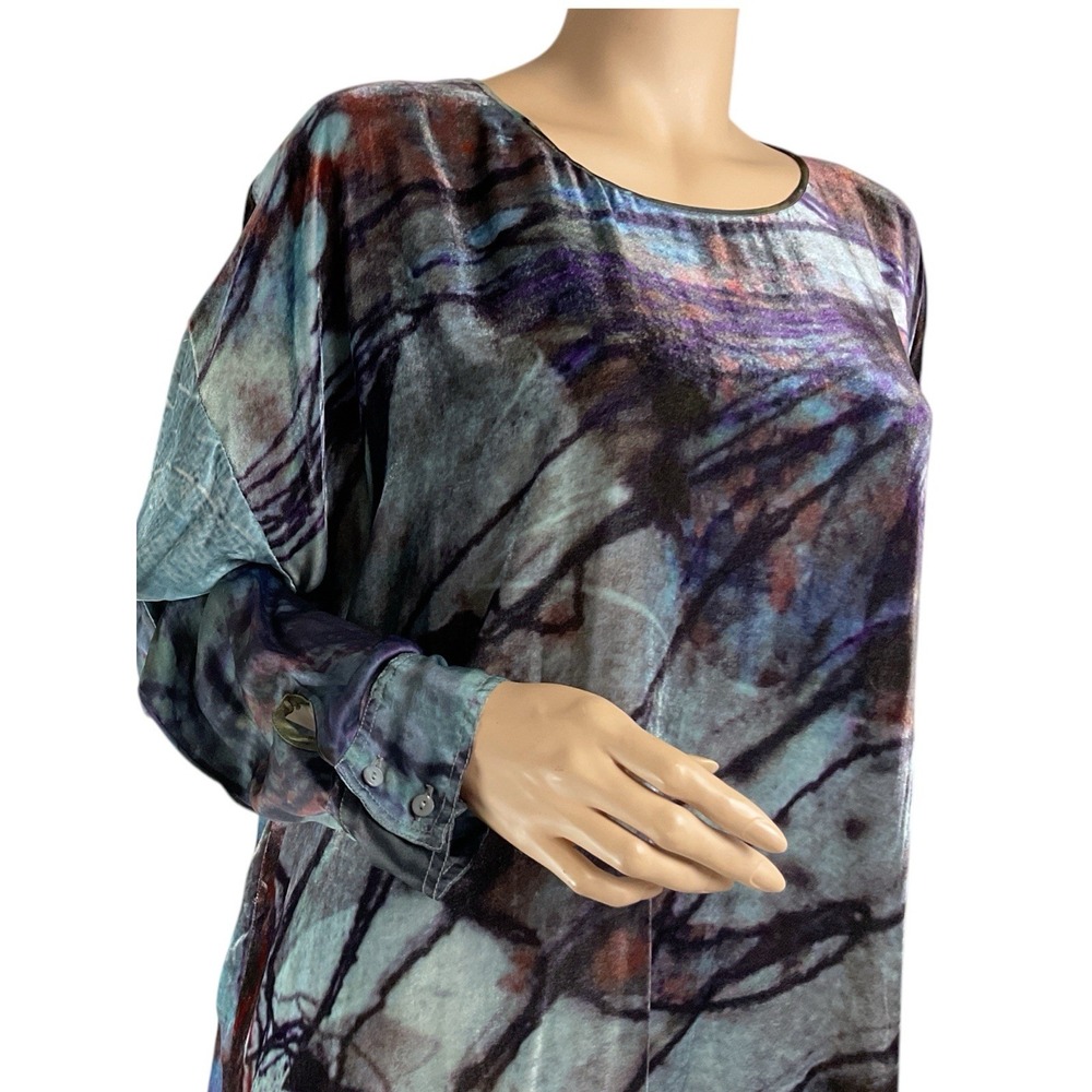 Johnny Was Biya Multicolor Velvet Burnout Long Sleeve Tunic Medium